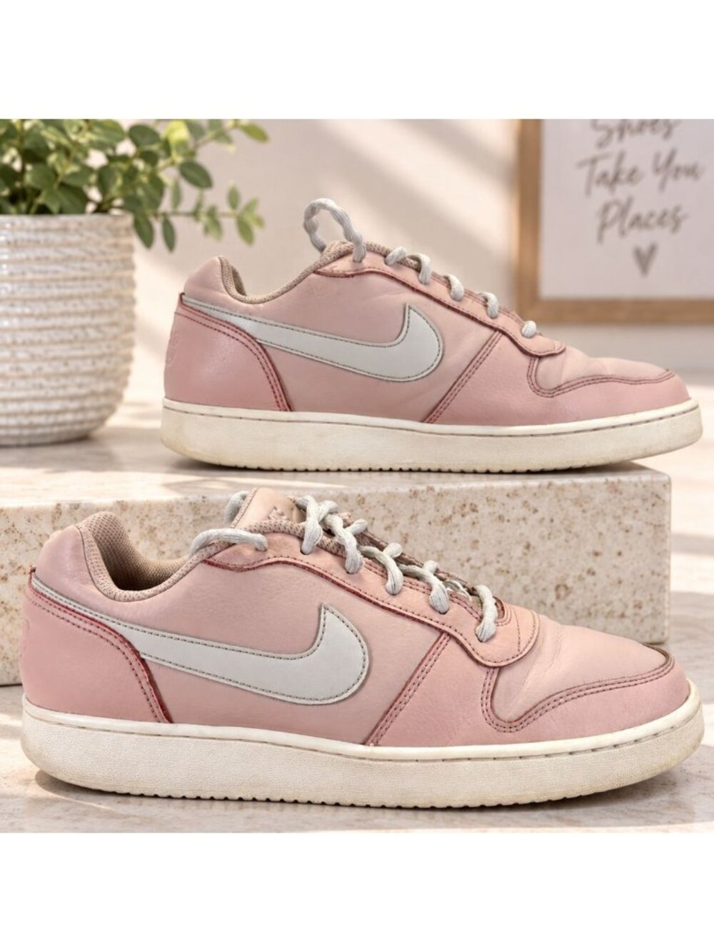 Nike Womens Ebernon Low Pink Size 9.5 AQ1779 200 Fashion Shoe